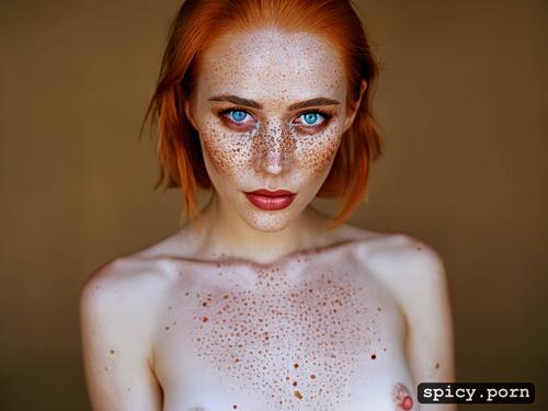 face freckles, small tiny perky boobs, very natual skin, 8k
