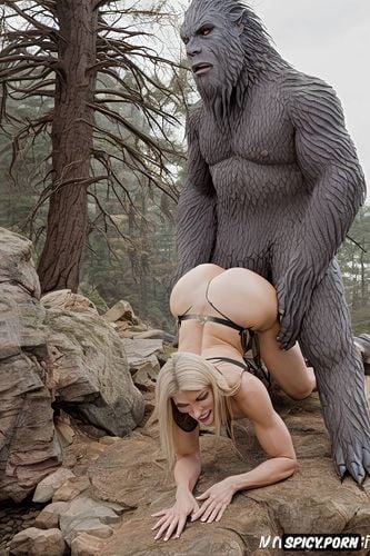 doggy fucking her deep, deep penetrating fuck, woman enjoys sasquatch fucking her doggy style