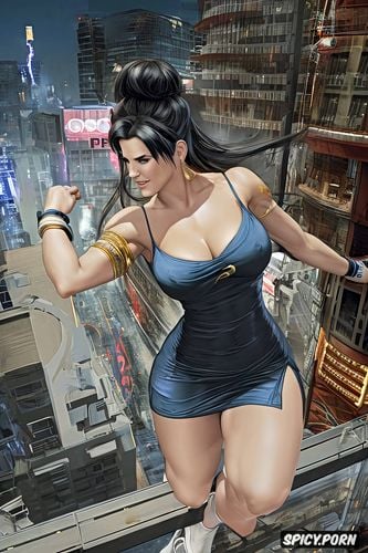 art magazine cover, playstation, mature woman, jumping off a building