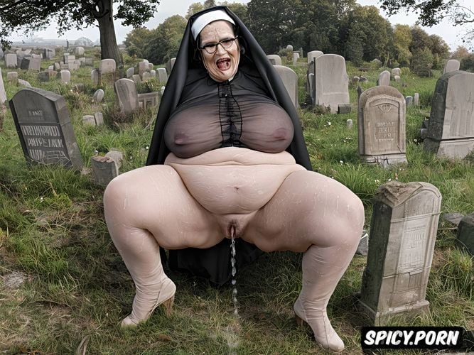 an ultra realistic, grave with headstone in a cemetery, big large ssbbw belly