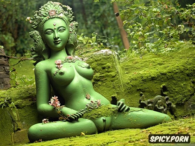 dirty statue, goddess tara statue, legs spread, naked pose, showing vagina