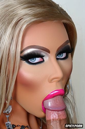 pov blowjob, slut makeup, real barbie doll, glossy lips, blowjob
