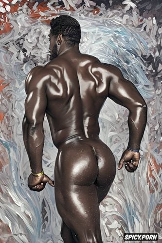 sexy gay ass, art, handsome fit arab gay in haram, dirty, muscular black bodybuilder nude