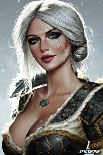 small perky tits masterpiece, ultra detailed, ciri the witcher beautiful face young full body shot