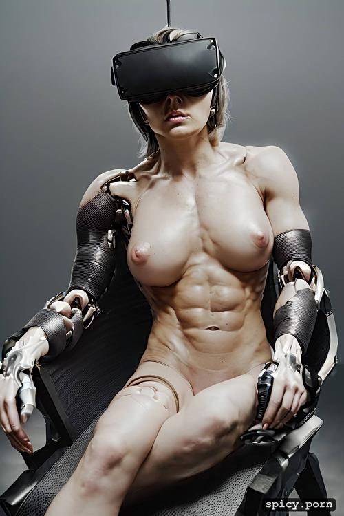 symmetrical eyes, wearing vr headset1 9, only women, detailed limbs1 7