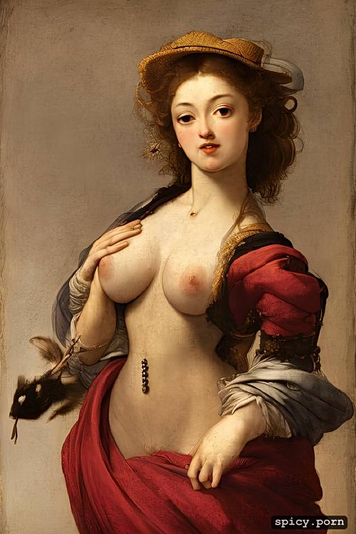 pretty woman, short hair, big boobs, fingering pussy, pink nipples