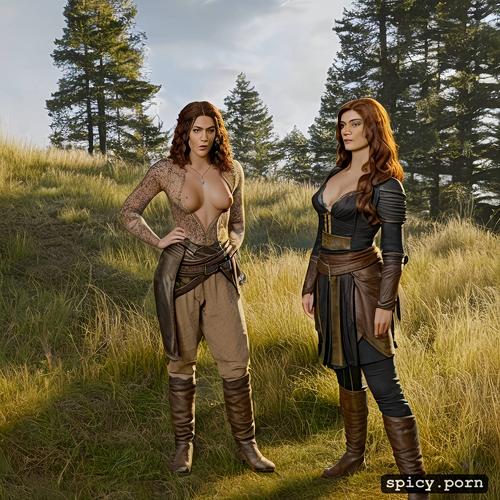 masterpiece, visible nipples, anna shaffer as triss merigold in the tv show the witcher