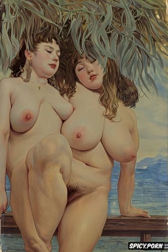 voluptuous body, realism painting, perfect, squishing boobs