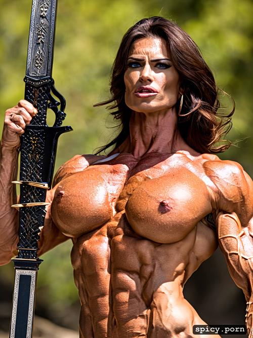 crush an army, war, photorealistic, realistic, female strenght
