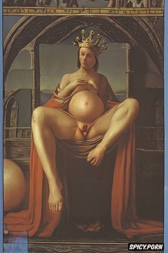 medieval, spreading legs, classic, crown radiating, virgin mary nude