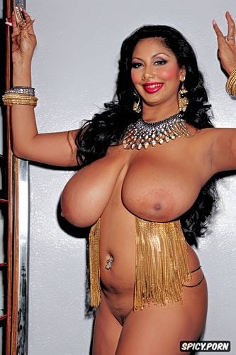color photo, gorgeous indian burlesque dancer, very wide hips