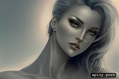 nude, 1woman, precise lineart, breathtaking beauty, hsiao ron cheng and luis royo style