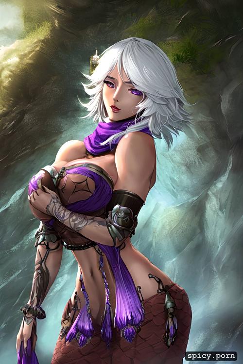 purple eyes, pretty naked female, style dark fantasy v2, 20 yo