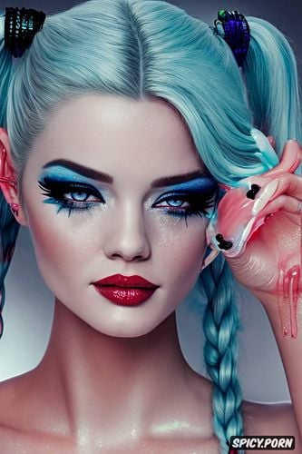pink and blue highlight tips, harley quinn, dove cameron, gorgeous face