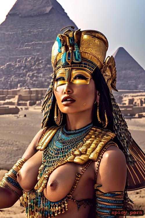 egypt, in the mid of desert, pyramids, style dark fantasy v2