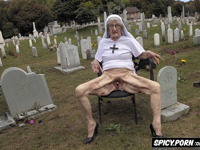 very old granny, zombie, ninety, cemetery, vaginal gape, very thin