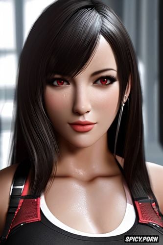 k shot on canon dslr, ultra detailed, tifa lockhart final fantasy vii remake tight outfit beautiful face masterpiece
