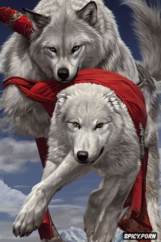 katsuhiro otomo, half wolf woman, sibirian white wolf, doggystyle