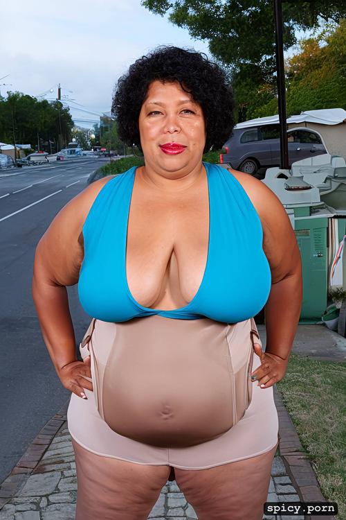 60 years old, small shrink boobs, symmetric, google street view shot