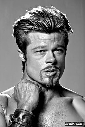 a man as brad pitt has a hard dick, hyper detailed face, comprehensive cinematic