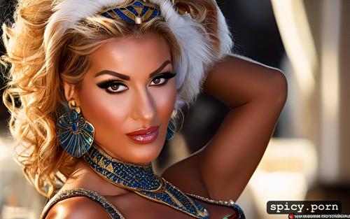 egyptian warrior, white milf, stunning face, big boobs, tattoo