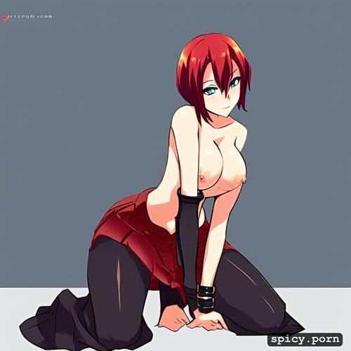 19 years, red hair, smoll tits, perfect body, short hair, kneeling