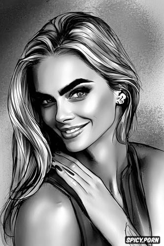 sketch, style kitsch, big tits, lovely smiling face, cara delevingne