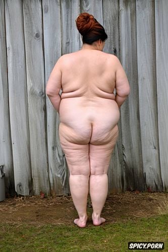 ultra detailed, ssbbw, oiled skin, naked, rear view, centered