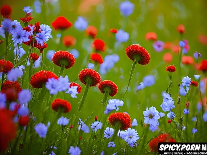 fairytale, magic mushrooms, enchanted flower meadow, haunted flower meadow