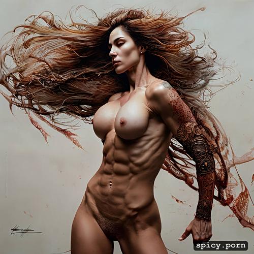 centered, full body shot, athletic body, highly detailed, luis royo