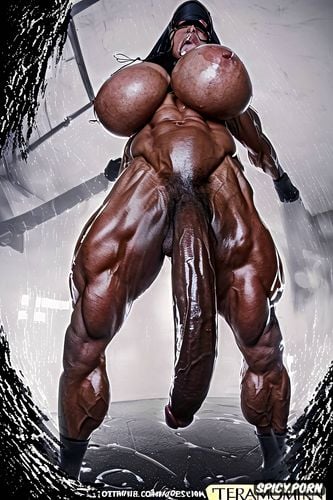 spreading legs, orgasm, enormous muscles, huge dick, breast expansion