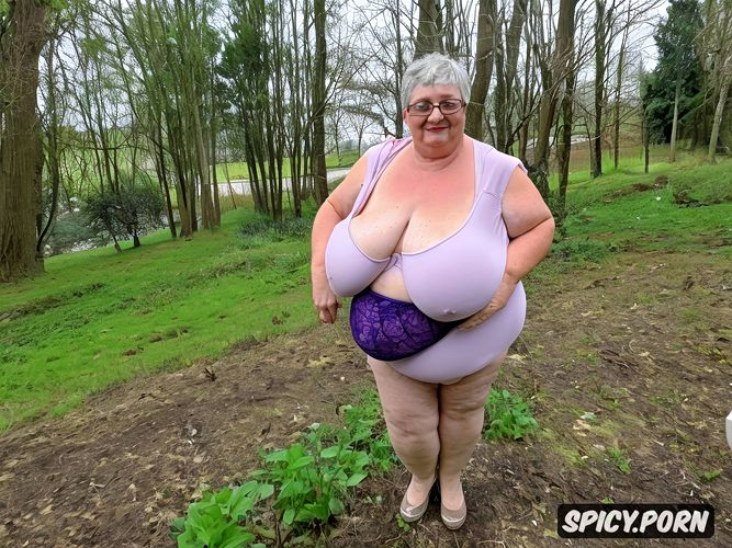 insanely completely large very fat floppy breasts, showing big cunt