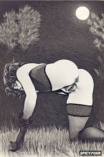 red stockings innie pussy trimmed pussy hairy pussy chubby, pencil drawing