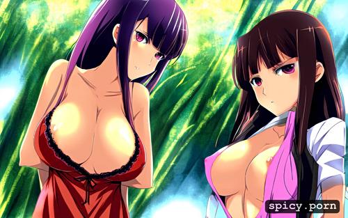 shinobu, pink tits, shaved pussy, big boobs