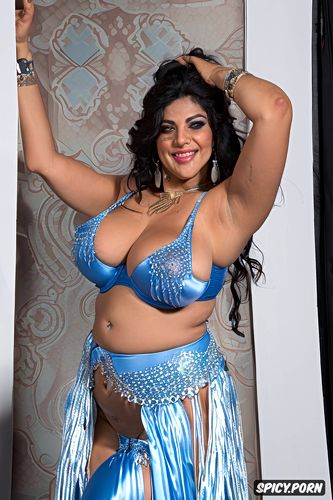 performing on stage, laughing, gorgeous persian belly dancer