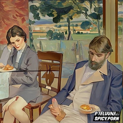 side eye, paul cézanne, young man masturbating in a café, penis