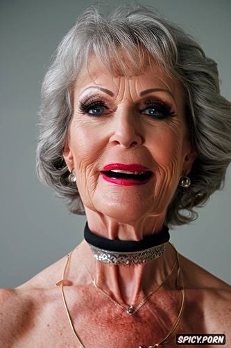 beautiful white granny, grey hair, ultra sharp focus 135mm lense photo
