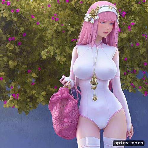 oiled body, atenea pink clothes, ultra white skin, pale skinned
