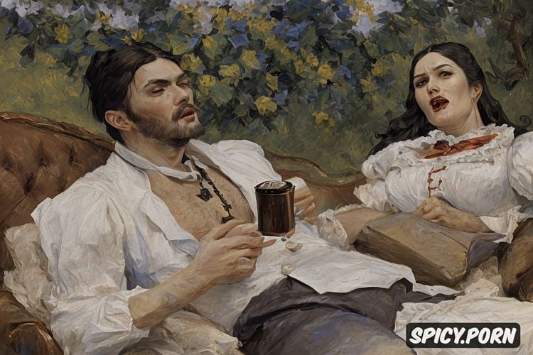 dracula, open mouth, husband and wife on couch, pyotr krivonogov