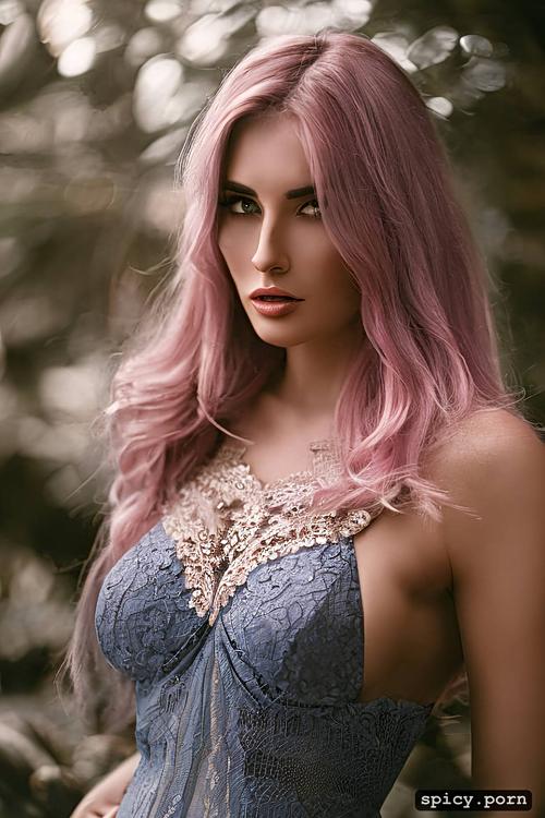 24mm, woman, violet hair, hyperdetailed, pink hair, byjustpixels