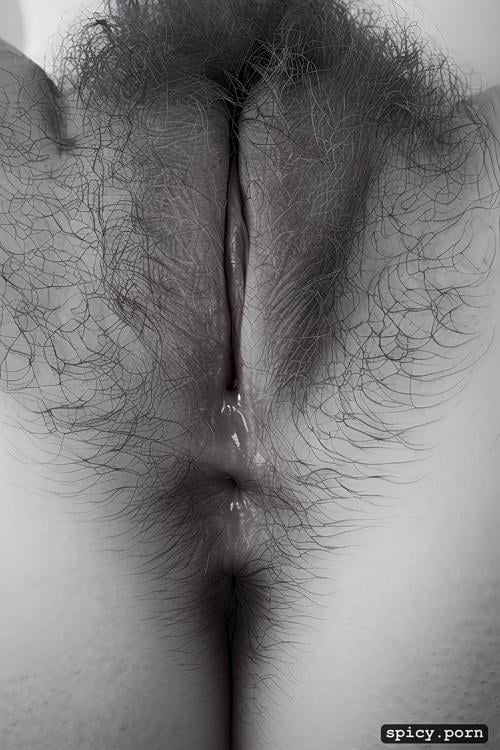 ultra detailed hairy puffy pussy, ultra detailed closeup, photo realistic labia