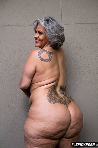 vibrant colors, short grey hair, big round ass, centered, ultra detailed