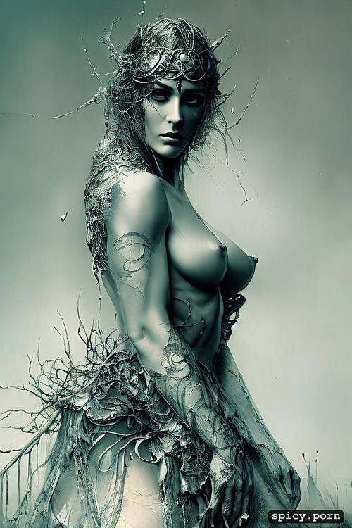 strong warrior princess, intricate, precise lineart, carne griffiths
