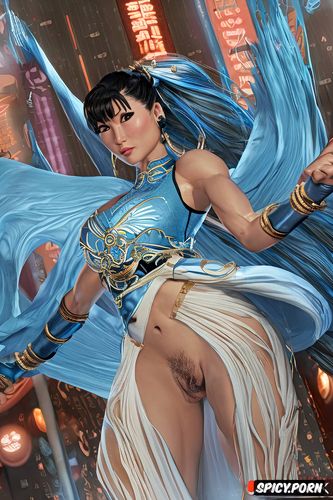 long dress, chun li streetfighter, showing upskirt, hairy vagina