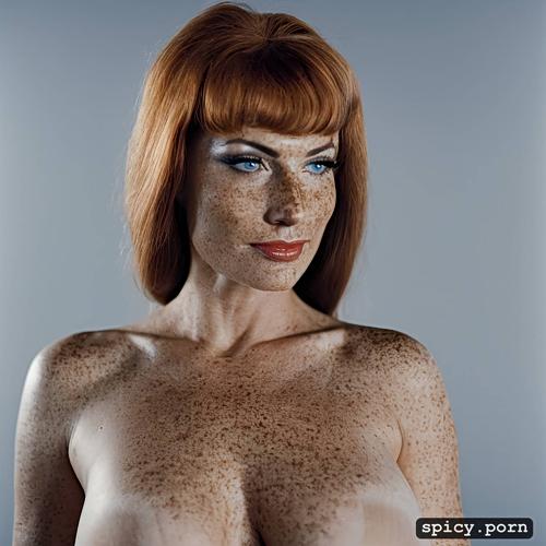 freckles, natural red hair, large saggy breasts, 8k, dramatic