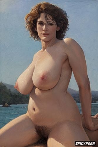 fat thighs, accurate likeness of julia roberts, hairy, jules bastien lepage painting