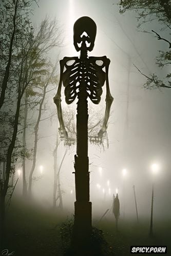 foggy, complete, scary glowing grim reaper, realistic hard penis