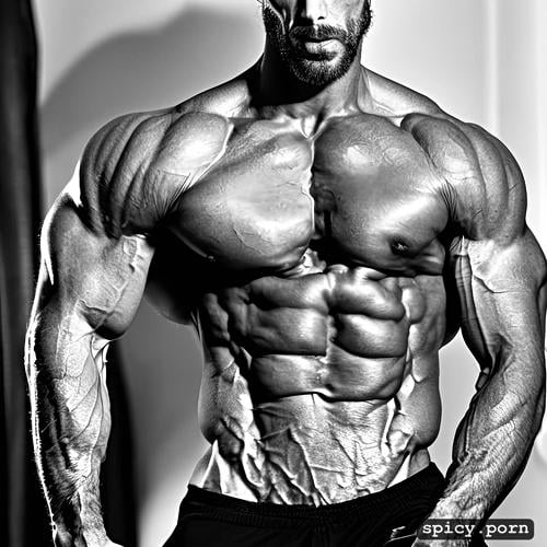 abnormally big dominant, masculine, arab male tall, gay, muscle flex big forearm muscle perfectly shaped 6 pack abs