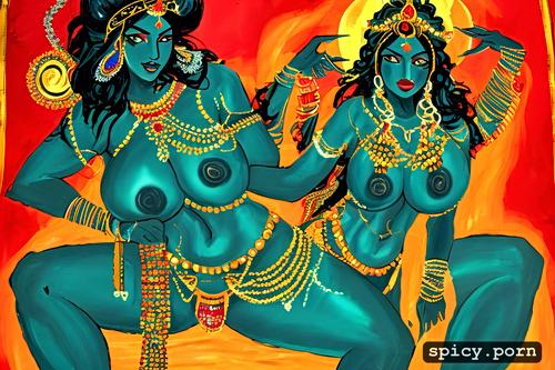 indian godess kali and durga thick thigh, legs spread
