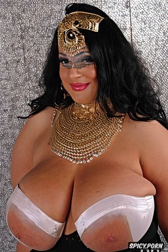 full1 7 view, huge saggy boobs, jewelry, wide hips, color photo